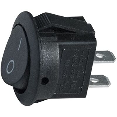 ELCART Interruttore unipolare a bilanciere SPST unipolare ON-OFF con tasto nero e con terminali faston 4,8mm, foro di montaggio diametro 20mm, 250V 6,5A ELCART Interruttore unipolare a bilanciere SPST unipolare ON-OFF con tasto nero e con terminali faston 4,8mm, foro di montaggio diametro 20mm, 250V 6,5A