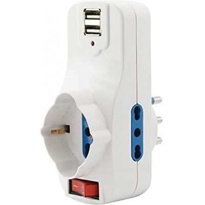 Techly Adattatore con Spina 16A Rotante e 2 p USB Techly Adattatore con Spina 16A Rotante e 2 p USB