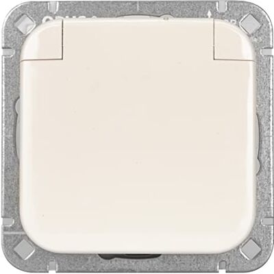 Opus ® 1 presa di contatto premium con coperchio incernierato, colore: bianco puro Opus ® 1 presa di contatto premium con coperchio incernierato, colore: bianco puro