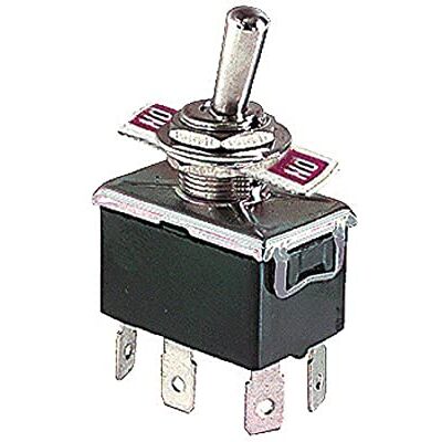 ELCART Deviatore bipolare a leva DPDT bipolare ON-(ON) momentaneo con terminali faston 6,35mm, foro di montaggio diametro 12mm, 250V 10A ELCART Deviatore bipolare a leva DPDT bipolare ON-(ON) momentaneo con terminali faston 6,35mm, foro di montaggio diametro 12mm, 250V 10A