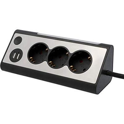 Unitec Ciabatta angolare 2 prese di ricarica USB 3 prese illuminazione a LED interruttore touch frontale in acciaio inox Unitec Ciabatta angolare 2 prese di ricarica USB 3 prese illuminazione a LED interruttore touch frontale in acciaio inox