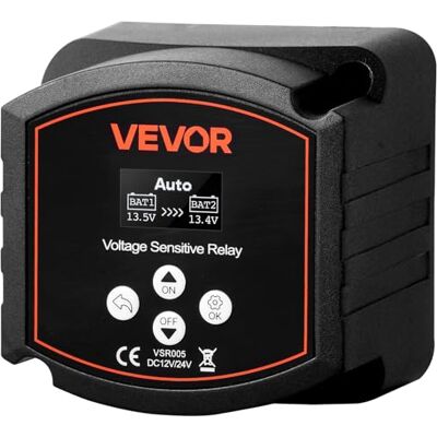 VEVOR Isolatore di Batteria Doppia 12 V 300 Amp, Relè Sensibile alla Tensione VSR Manuale Automatico con Schermo LCD, Kit Isolatore di Batteria per Auto, Camion, Camper, UTV, ATV, Barca VEVOR Isolatore di Batteria Doppia 12 V 300 Amp, Relè Sensibile alla Tensione VSR Manuale Automatico con Schermo LCD, Kit Isolatore di Batteria per Auto, Camion, Camper, UTV, ATV, Barca