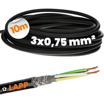 Lapp 10m Cavo LiYCY 3x0,75 mm² Schermato, Filo per Dati e Segnale, Nero Linea di comando per esterni resistente UV, collegamento LED e sistemi di controllo, guaina PVC flessibile diametro 6,3mm Lapp 10m Cavo LiYCY 3x0,75 mm² Schermato, Filo per Dati e Segnale, Nero Linea di comando per esterni resistente UV, collegamento LED e sistemi di controllo, guaina PVC flessibile diametro 6,3mm