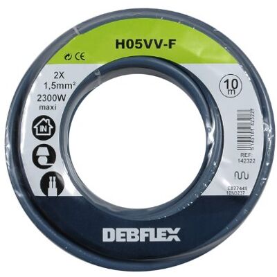 DEBFLEX HO5VV-F Cavo - 2 x 1,5 mm² - Grigio - 10 m DEBFLEX HO5VV-F Cavo - 2 x 1,5 mm² - Grigio - 10 m