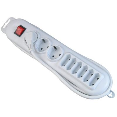 Unitec Ciabatta elettrica a 3+6, con interruttore, colore: bianco Unitec Ciabatta elettrica a 3+6, con interruttore, colore: bianco