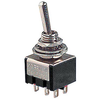 ELCART Deviatore bipolare a leva DPDT bipolare ON-OFF-ON con terminali a saldare, foro di montaggio diametro 6mm, 125V 6A ELCART Deviatore bipolare a leva DPDT bipolare ON-OFF-ON con terminali a saldare, foro di montaggio diametro 6mm, 125V 6A