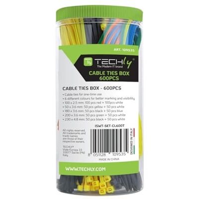 Techly 109535 Fascette Fermacavo Colorate Kit da 600pz Multicolor Techly 109535 Fascette Fermacavo Colorate Kit da 600pz Multicolor