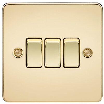 Knightsbridge FPAV4000PB Placca piatta 10A 3G, interruttore a 2 vie, in ottone lucido Knightsbridge FPAV4000PB Placca piatta 10A 3G, interruttore a 2 vie, in ottone lucido
