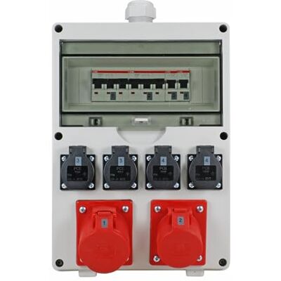 EHMANN Distributore da parete professionale, ingresso M32 per cavo, con interruttori automatici, Made in Germany, 6 uscite (1 x CEE 32 A / 1 x CEE 16 A / 4 x 230 V~), K2, BGI-GUV-I608 EHMANN Distributore da parete professionale, ingresso M32 per cavo, con interruttori automatici, Made in Germany, 6 uscite (1 x CEE 32 A / 1 x CEE 16 A / 4 x 230 V~), K2, BGI-GUV-I608
