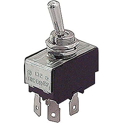 ELCART Interruttore bipolare a leva DPST bipolare ON-OFF con terminali faston 6,35mm, foro di montaggio diametro 12mm, 250V 10A ELCART Interruttore bipolare a leva DPST bipolare ON-OFF con terminali faston 6,35mm, foro di montaggio diametro 12mm, 250V 10A
