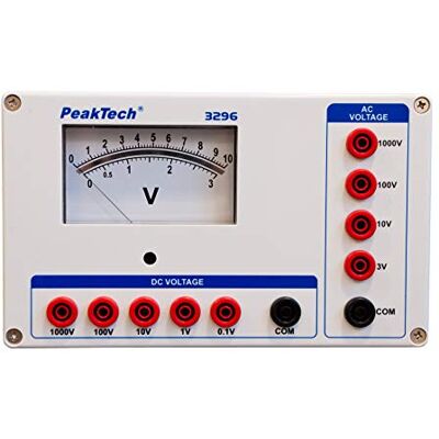 PeakTech 3296, Voltmetro analogico ~ 1000V AC/DC, struttura stabile, adatto per l'uso quotidiano nei lavori di prova e misurazione, utilizzabile senza batteria PeakTech 3296, Voltmetro analogico ~ 1000V AC/DC, struttura stabile, adatto per l'uso quotidiano nei lavori di prova e misurazione, utilizzabile senza batteria