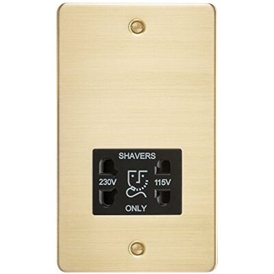 Knightsbridge FPAV8900BB 115/230 V piatta rasoio a doppia tensione con inserto nero – in ottone spazzolato Knightsbridge FPAV8900BB 115/230 V piatta rasoio a doppia tensione con inserto nero – in ottone spazzolato