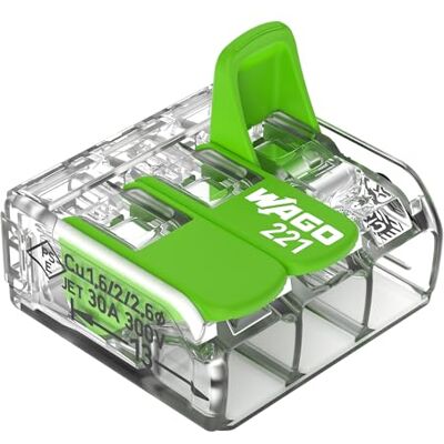 WAGO Gamma Verde del blocco di morsetti a 3 fili I a 6mm2 io morsetto di collegamento a 3 fili con maniglie per tutti i conduttori dei tipi di plug-in I 30 pezzi WAGO Gamma Verde del blocco di morsetti a 3 fili I a 6mm2 io morsetto di collegamento a 3 fili con maniglie per tutti i conduttori dei tipi di plug-in I 30 pezzi