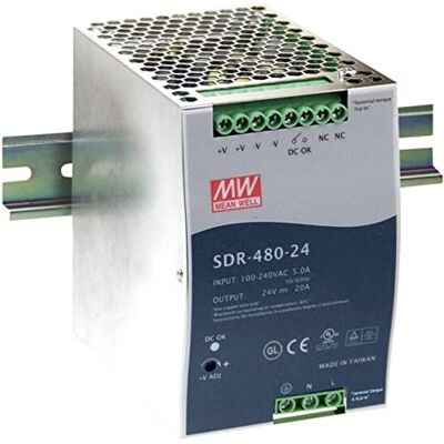 MEAN WELL MeanWell SDR-480-24 Alimentatore di rete DIN RAIL 480 W, 24 V, 20 A MEAN WELL MeanWell SDR-480-24 Alimentatore di rete DIN RAIL 480 W, 24 V, 20 A