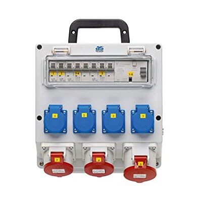 as - Schwabe as Schwabe Distributore a parete pronto per il collegamento, uscita 4 x Schuko, 2 x CEE (400 V/16 A/5 poli), 1 x CEE (400 V/32 A/5 pin), attacco fisso NYM-J fino a 5 x 10, scatola di distribuzione as - Schwabe as Schwabe Distributore a parete pronto per il collegamento, uscita 4 x Schuko, 2 x CEE (400 V/16 A/5 poli), 1 x CEE (400 V/32 A/5 pin), attacco fisso NYM-J fino a 5 x 10, scatola di distribuzione