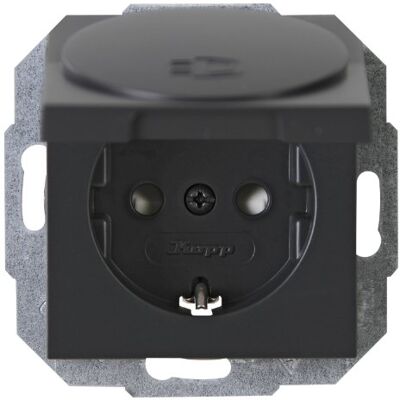 Kopp Presa a contatto di protezione Athenis con coperchio incernierato, 250 V, con coperchio, antracite, Kopp Presa a contatto di protezione Athenis con coperchio incernierato, 250 V, con coperchio, antracite,