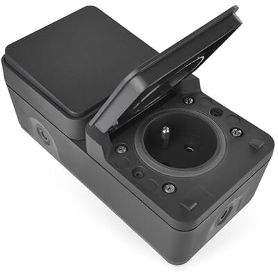 EMOS Cyklone – Interruttore di commutazione per esterni + presa/interruttore da parete con presa a muro standard francese – impermeabile IP55 – per interni/esterni/ambienti umidi – grigio antracite EMOS Cyklone – Interruttore di commutazione per esterni + presa/interruttore da parete con presa a muro standard francese – impermeabile IP55 – per interni/esterni/ambienti umidi – grigio antracite