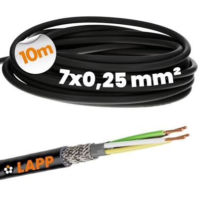 Lapp 10m Cavo di Comando Schermato LiYCY 7x0,25 mm² Cavo Dati 7 Fili Linea di installazione UV resistente e flessibile per esterni, sistemi di calcolo, tecnologia LED e segnale digitale. Lapp 10m Cavo di Comando Schermato LiYCY 7x0,25 mm² Cavo Dati 7 Fili Linea di installazione UV resistente e flessibile per esterni, sistemi di calcolo, tecnologia LED e segnale digitale.