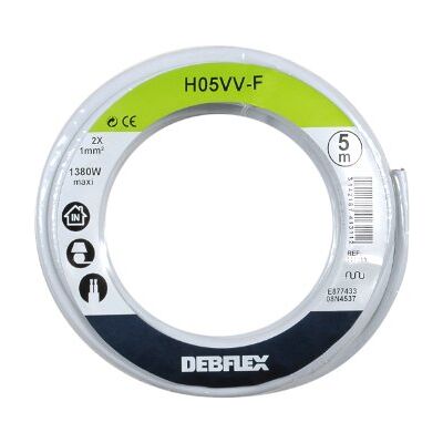 DEBFLEX HO5VV-F 2x1mm² - bianco - 5 m - cavo DEBFLEX HO5VV-F 2x1mm² - bianco - 5 m - cavo
