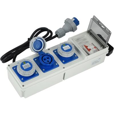 Electraline Quadro Elettrico di Distribuzione 3 Prese Industriali CEE, Spina CEE, Cavo 1.7M H07RN-F 3G2.5, IP67, con interruttore differenziale RCD 30ma + interruttore di sicurezza MCB Electraline Quadro Elettrico di Distribuzione 3 Prese Industriali CEE, Spina CEE, Cavo 1.7M H07RN-F 3G2.5, IP67, con interruttore differenziale RCD 30ma + interruttore di sicurezza MCB