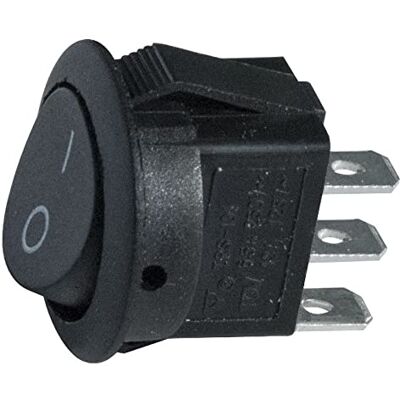 ELCART Deviatore unipolare a bilanciere SPDT unipolare ON-ON con tasto nero e con terminali 4,8mm, foro di montaggio diametro 20mm, 250V 6,5A ELCART Deviatore unipolare a bilanciere SPDT unipolare ON-ON con tasto nero e con terminali 4,8mm, foro di montaggio diametro 20mm, 250V 6,5A