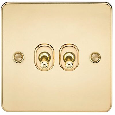 Knightsbridge FPAV2TOGPB 10 A 2 G a vie interruttore a levetta con piastra piatta – ottone lucido Knightsbridge FPAV2TOGPB 10 A 2 G a vie interruttore a levetta con piastra piatta – ottone lucido