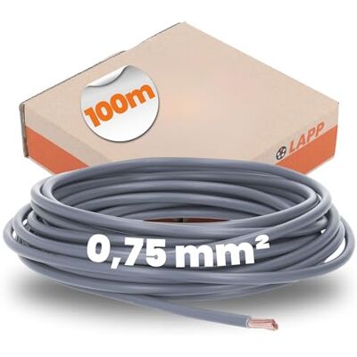 Lapp 4510062 Cavo H05V-K 0,75 mm² Grigio Conduttore Flessibile Unipolare Cavo di cablaggio in PVC ideale per quadri elettrici, dispositivi e luci. Filo sottile in rame nudo classe 5 al metro. Lapp 4510062 Cavo H05V-K 0,75 mm² Grigio Conduttore Flessibile Unipolare Cavo di cablaggio in PVC ideale per quadri elettrici, dispositivi e luci. Filo sottile in rame nudo classe 5 al metro.