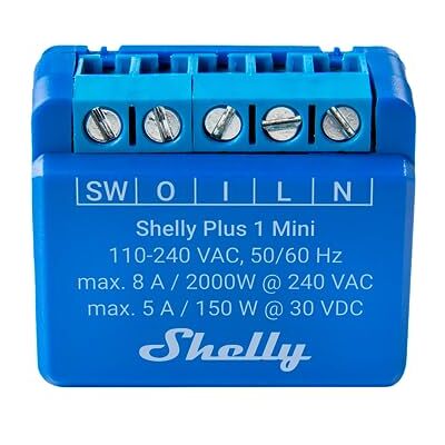 Shelly Plus 1 Mini, Relè Wi-Fi e Bluetooth, Automatizzazione di Luci, Interruttori, Piccoli Elettrodomestici, Assistente Vocale Google e Alexa, Blu Shelly Plus 1 Mini, Relè Wi-Fi e Bluetooth, Automatizzazione di Luci, Interruttori, Piccoli Elettrodomestici, Assistente Vocale Google e Alexa, Blu