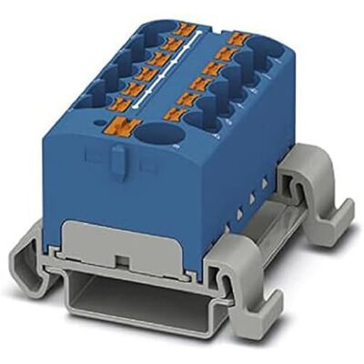 Phoenix CONTACT PTFIX 10/12X4-NS35A BU Blocco di distribuzione 800 V, 32 A, numero di connettori 13, sezione trasversale 0,2 mm² 6 mm², AWG 24-10, larghezza 46,3 mm, blu, 1 pezzo Phoenix CONTACT PTFIX 10/12X4-NS35A BU Blocco di distribuzione 800 V, 32 A, numero di connettori 13, sezione trasversale 0,2 mm² 6 mm², AWG 24-10, larghezza 46,3 mm, blu, 1 pezzo