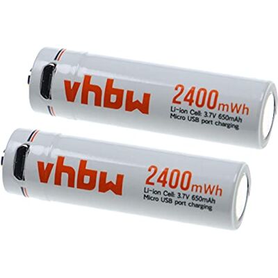 vhbw 2x batteria AA stilo (mignon) con porta micro USB (650mAh, 3,7V, Li-Ion) vhbw 2x batteria AA stilo (mignon) con porta micro USB (650mAh, 3,7V, Li-Ion)