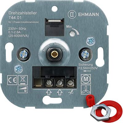 EHMANN Contagiri da Incasso, 230 V, 50 Hz, Potenza 25 – 600 W/VA, con Adattatore per Programmazione Interruttore EHMANN Contagiri da Incasso, 230 V, 50 Hz, Potenza 25 – 600 W/VA, con Adattatore per Programmazione Interruttore