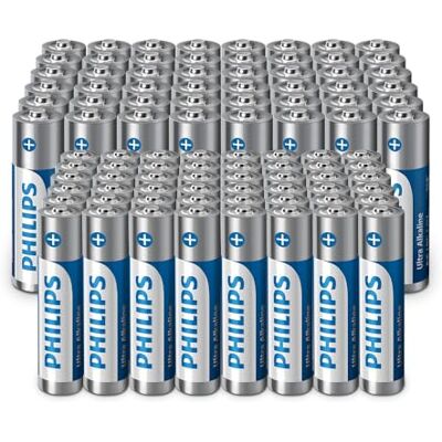 Philips Ultra AA/AAA Alkaline Batterie Combo, Valore ottimale per usi misti, Confezione da 96 Philips Ultra AA/AAA Alkaline Batterie Combo, Valore ottimale per usi misti, Confezione da 96