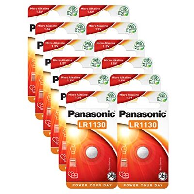 Panasonic LR1130 (LR54, AG10) Batteria alcalina 1,5 V confezione da 12 pz Panasonic LR1130 (LR54, AG10) Batteria alcalina 1,5 V confezione da 12 pz