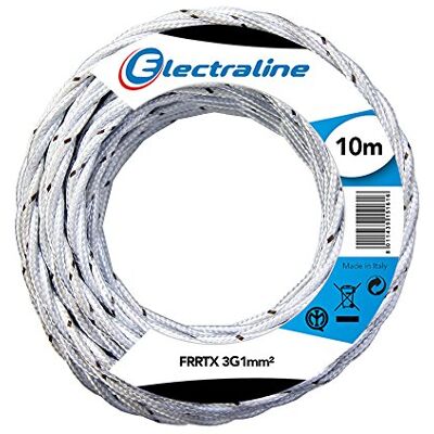 Electraline Cavo Tessile FRRTX, Sezione 3G1 mm, 10 mt, Bianco Electraline Cavo Tessile FRRTX, Sezione 3G1 mm, 10 mt, Bianco