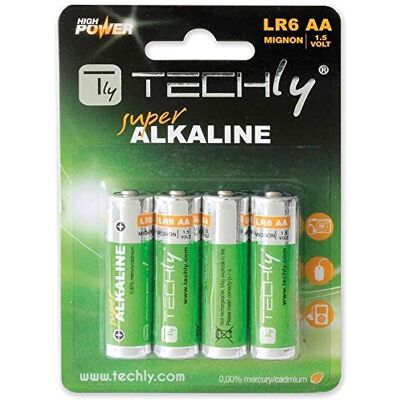 Techly 306974 Blister 4 Batterie High Power Stilo AA Alcaline LR06 1,5V Techly 306974 Blister 4 Batterie High Power Stilo AA Alcaline LR06 1,5V