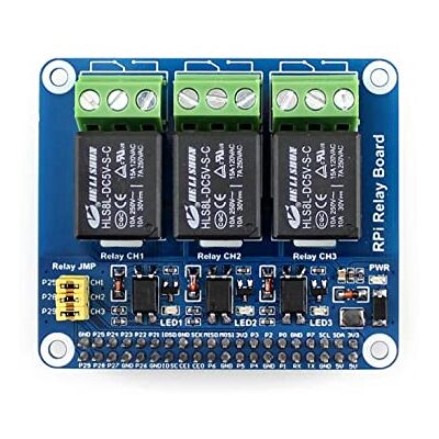 Waveshare RPi Relay Board, with 3-Way Relay Control, with Pi 40PIN GPIO Extension Header, Compatible with Raspberry Pi Series Boards, Used for Pi to Control High Voltage/Current Devices Waveshare RPi Relay Board, with 3-Way Relay Control, with Pi 40PIN GPIO Extension Header, Compatible with Raspberry Pi Series Boards, Used for Pi to Control High Voltage/Current Devices