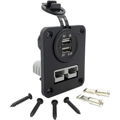 Offgridtec telaio da incasso doppio SB50 Anderson 90A + 2 porte USB, IP65 resistente all’acqua, plastica di alta qualità, montaggio Anderson 12V-24V DC per camper, barche e sistemi solari, nero Offgridtec telaio da incasso doppio SB50 Anderson 90A + 2 porte USB, IP65 resistente all’acqua, plastica di alta qualità, montaggio Anderson 12V-24V DC per camper, barche e sistemi solari, nero