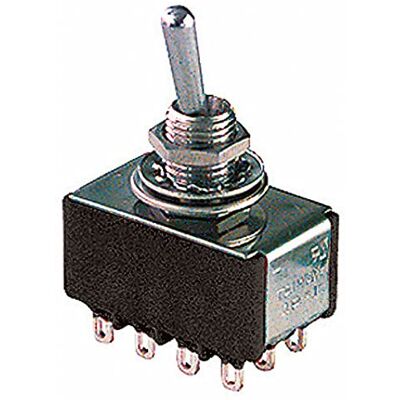 ELCART Deviatore quadripolare a leva 4PDT ON-ON con terminali a saldare, foro di montaggio diametro 6mm, 125V 6A ELCART Deviatore quadripolare a leva 4PDT ON-ON con terminali a saldare, foro di montaggio diametro 6mm, 125V 6A