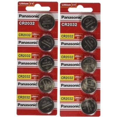 Panasonic Cr2032 Batterie a bottone, al litio, 3 V, Dl2032 Ecr2032 10 pezzi Panasonic Cr2032 Batterie a bottone, al litio, 3 V, Dl2032 Ecr2032 10 pezzi