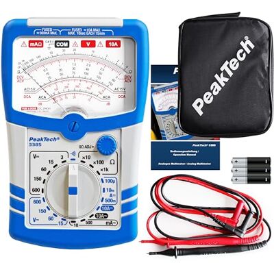 PEAKTECH 3385 - Multimetro analogico - Scala a specchio - Meccanismo di misurazione della bobina rotante - 20kΩ/DC PEAKTECH 3385 - Multimetro analogico - Scala a specchio - Meccanismo di misurazione della bobina rotante - 20kΩ/DC