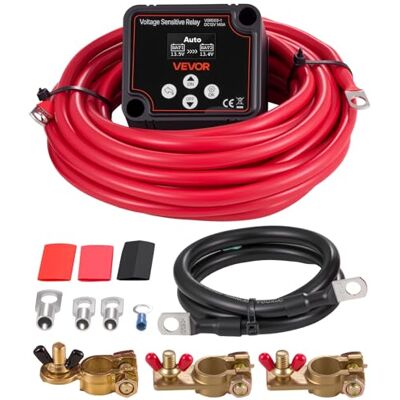 VEVOR Kit Isolatore Batteria Doppia 12 V 140 Amp, Relè VSR Manuale e Automatico Sensibile alla Tensione con Voltmetro, Schermo LCD, Isolatore Compatibile con Batterie al Piombo, per UTV, ATV VEVOR Kit Isolatore Batteria Doppia 12 V 140 Amp, Relè VSR Manuale e Automatico Sensibile alla Tensione con Voltmetro, Schermo LCD, Isolatore Compatibile con Batterie al Piombo, per UTV, ATV