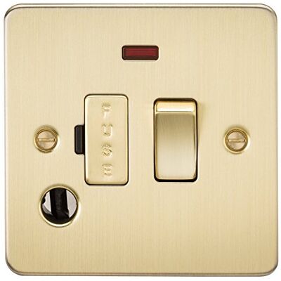 Knightsbridge FPAV6300FBB piatto piano 13 A interruttore fusibile con neon e – uscita in ottone spazzolato Knightsbridge FPAV6300FBB piatto piano 13 A interruttore fusibile con neon e – uscita in ottone spazzolato