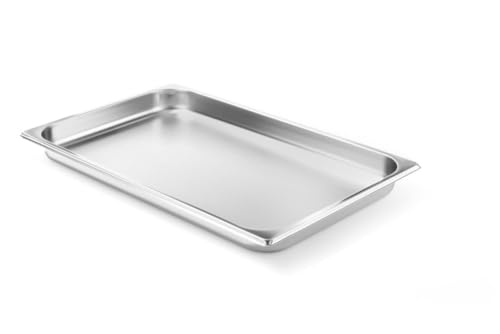 HENDI Contenitore Gastronorm, GN 1/1, resistenza termica -40 °C a 300 °C, compatibile con i forni a convezione, frigoriferi, bagno María, chafing dishes, 5L, 530x325x(H)40mm, acciaio inox 18/10