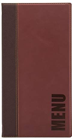 SECURIT Porta Menu Trendy A5 Allungato Long -Bordeaux Bordi rifiniti