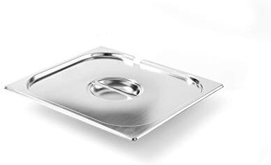 HENDI Set di 6 coperchi Gastronorm in acciaio INOX GN 1/1 con foro per cucchiaio, 530 x 325 mm