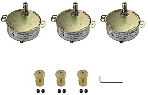 CHANCS Synchron Motor 5-6RPM 220V Motor de tocadiscos 60HZ con conector de acoplamiento flexible de 7 mm Motor eléctrico Turntable Gear Box Motor síncrono para tocadiscos motorizado 3PCS