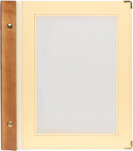 SECURIT Porta Menù Wood A5 -Struttura in Legno Teak e Bordi rifiniti Color Beige con 2 inserti