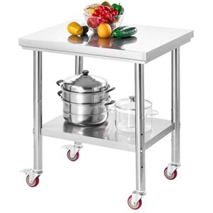 VEVOR Tavolo in Acciaio Inox, Tavolo da Lavoro per la Preparazione degli Alimenti da 760 x 600 x 850 mm con Ruote, con Postazioni di Lavoro Regolabili per Cucina Commerciale, Ristorante, Hotel VEVOR Tavolo in Acciaio Inox, Tavolo da Lavoro per la Preparazione degli Alimenti da 760 x 600 x 850 mm con Ruote, con Postazioni di Lavoro Regolabili per Cucina Commerciale, Ristorante, Hotel