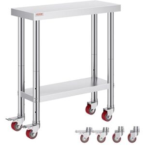 VEVOR Tavolo da Lavoro in Acciaio Inossidabile per cucina commerciale, 76 x 30 x 86 cm, con 4 Ruote, Tavolo da Lavoro argento per Preparazione Alimenti Pesante VEVOR Tavolo da Lavoro in Acciaio Inossidabile per cucina commerciale, 76 x 30 x 86 cm, con 4 Ruote, Tavolo da Lavoro argento per Preparazione Alimenti Pesante