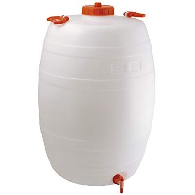 Mobil Plastic Fustino botticella in plastica capacità 100 litri per alimenti con rubinetto e maniglia per trasporto Mobil Plastic Fustino botticella in plastica capacità 100 litri per alimenti con rubinetto e maniglia per trasporto
